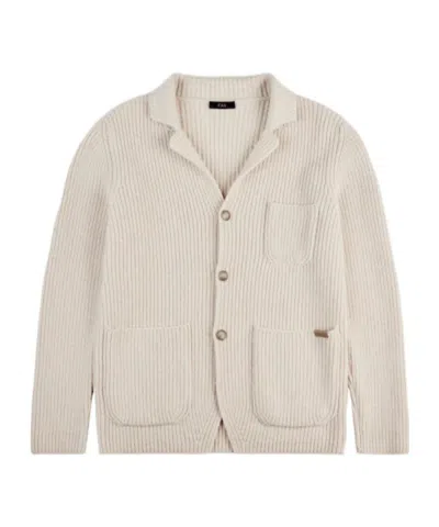 Fay Ribbed Knit Jacket In Neutral