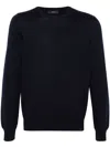 Fay Round-neck Virgin Wool Sweater In Blue
