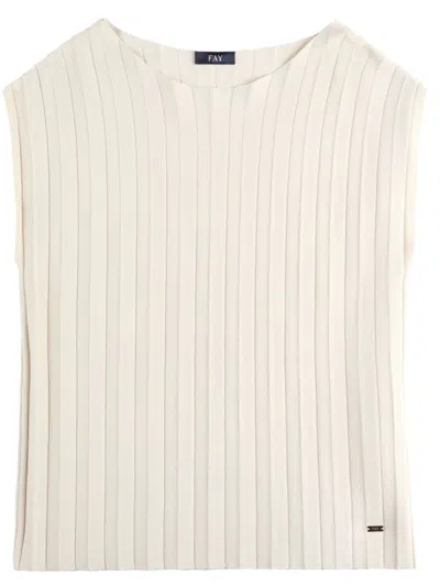 Fay Geripptes T-shirt In Nude