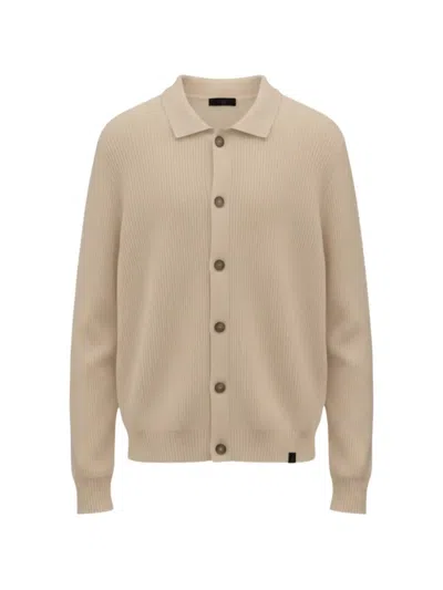 Fay Ribbed-knit Button-up Sweater In Neutral