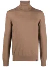 Fay Roll-neck Virgin Wool Jumper In Brown