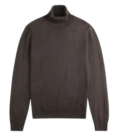 Fay Rolled Neck Ribbed Sweater In Brown