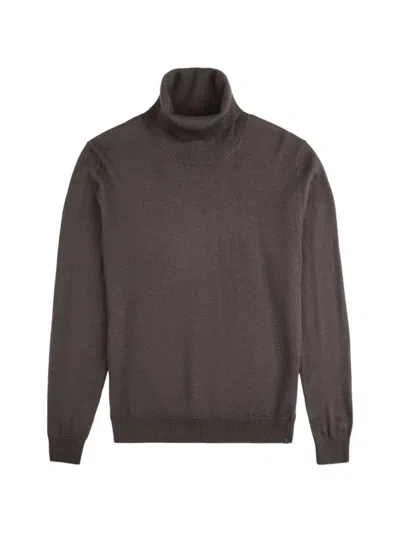 Fay Rolled Neck Ribbed Sweater In Brown