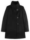 Fay Romantic Coat In Black In Soft Wool Blend Fabric In Black