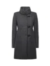 Fay Romantic Coat In Melange Wool Cloth In Gray