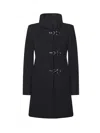 Fay Romantic Coat In Melange Wool Cloth In Black