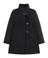 Fay Structured Black Coat With Stand-up Collar And Toggle Closures In Black