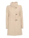 Fay Front Nylon Toggle Double Breasted Coat In White