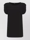 Fay Round Neck Cap Sleeves Blouse In Black