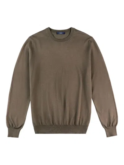Fay Round-neck Cotton Sweater In Brown