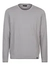 Fay Round-neck Cotton Sweater In Gray