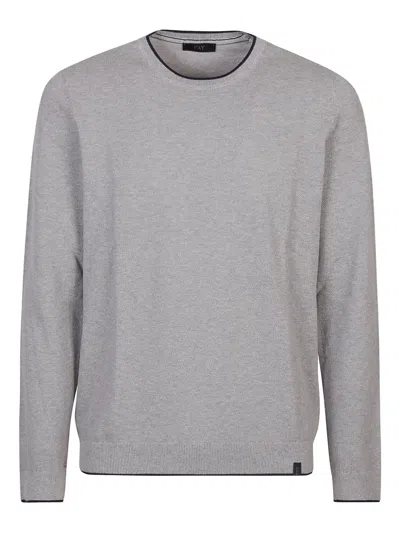 Fay Round-neck Cotton Sweater In Gray