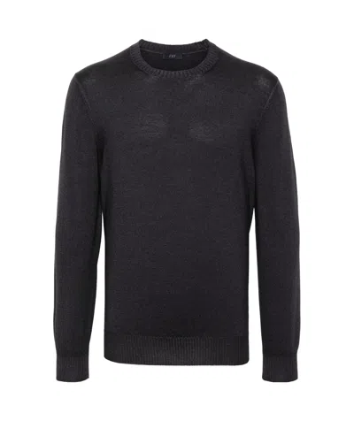 Fay Round-neck Knitted Sweater In Black