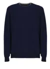 Fay Round Neck Pullover Sweater In Blue