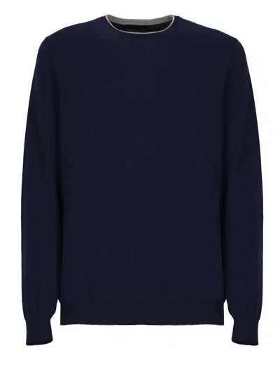 Fay Round Neck Pullover In Blue