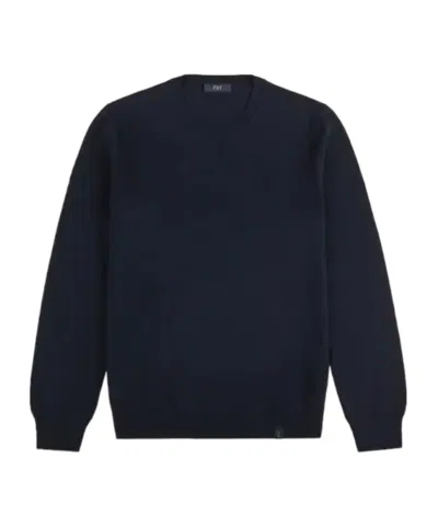 Fay Round-neck Pullover In Wool In Blue