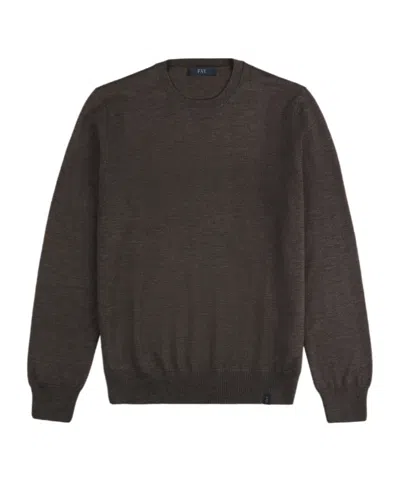 Fay Round-neck Pullover In Wool In Brown
