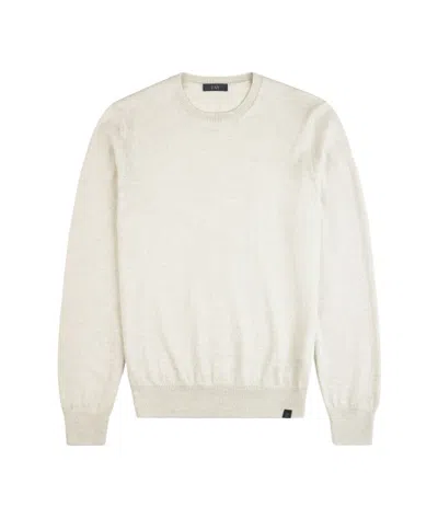 Fay Round Neck Pullover Sweater In White