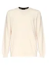 Fay White Round Neck Pullover In White
