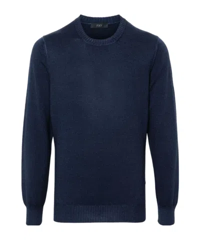 FAY FAY LOGO-EMBROIDERED CREWNECK JUMPER