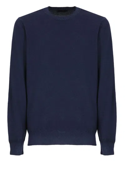 FAY NAVY BLUE VIRGIN WOOL SWEATER