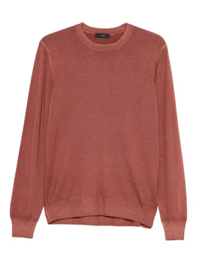 Fay Round-neck Sweater In Brown