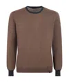 Fay Round Neck Sweater In Brown