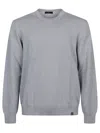 Fay Fine Wool Crew Neck Long Sleeve Sweater In Gray