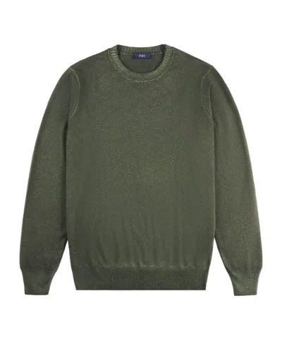 Fay Round Neck Sweater In Green