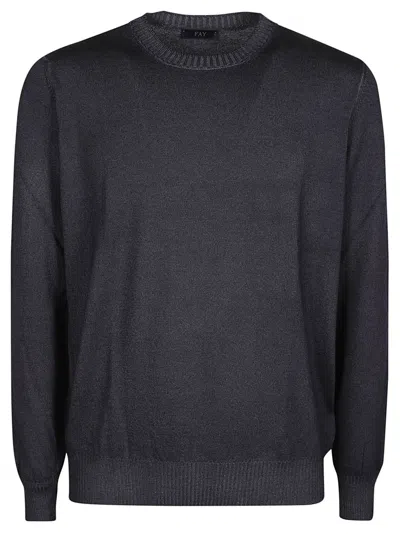 Fay Round Neck Sweater In Black