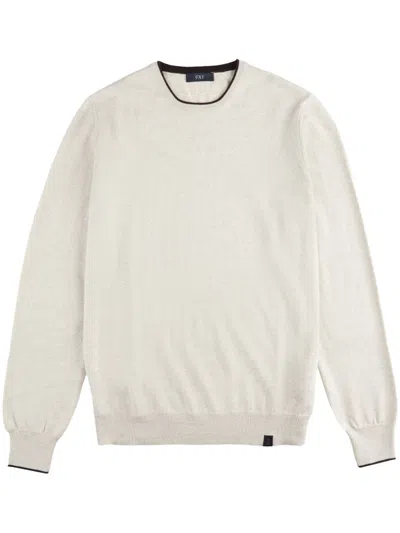 Fay Round-neck Virgin Wool Sweater In White