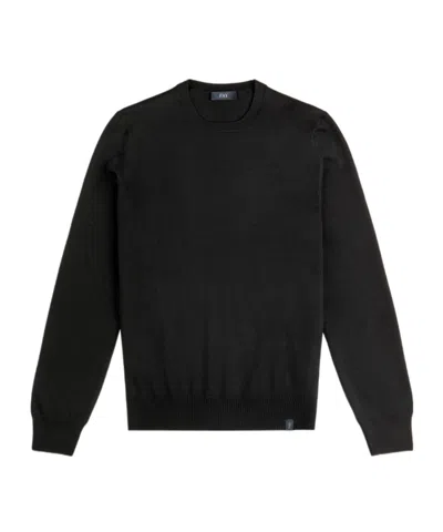 Fay Round-neck Pullover In Merinos Wool In Black