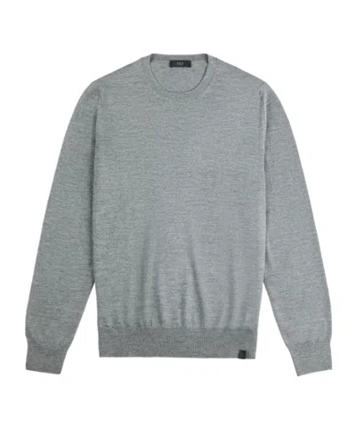 Fay Round-neck Pullover In Merinos Wool In Gray