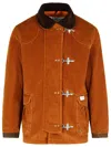 Fay Corduroy Jacket With Hook Closure And Flap Pockets In Brown