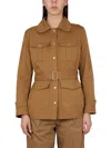 Fay Brown Solid Shirt Collar Jacket In Brown