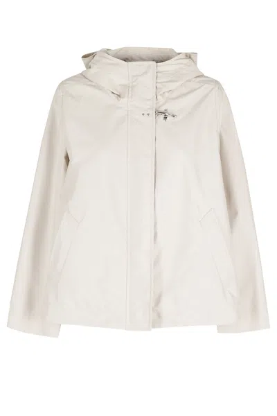 Fay Sand Hooded Front-darts Polyester Parka In White