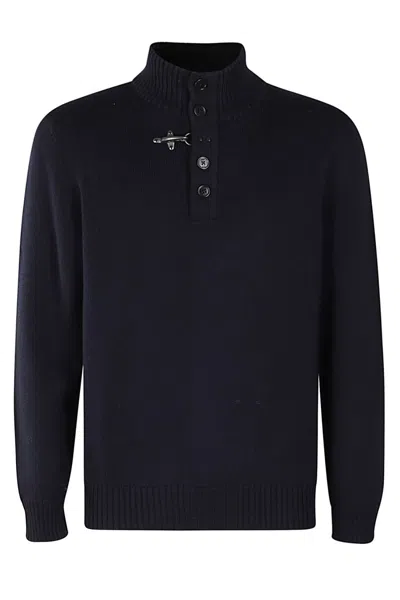 Fay Shaved Wool Knit Pullover In Blue