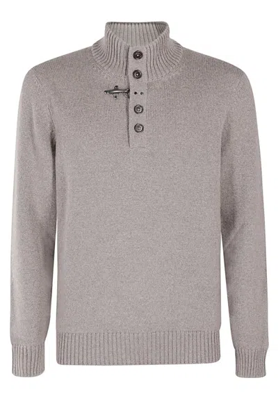 Fay Shaved Wool Knit Pullover In Grey