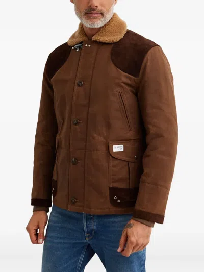 Fay Shearling-collar Jacket In Brown