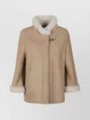 Fay Shearling Lined High Collar Cape In Brown