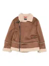 Fay Shearling-trim Zip-up Jacket In Brown