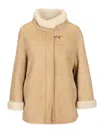 Fay Sheepskin Cape Coats Grey In Gold