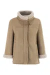 Fay Women Leather Shealing Cape In Brown