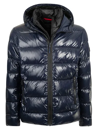 Fay Shiny Zipped Padded Jacket In Blue