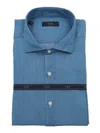 Fay French Collar Blue Cotton Shirt
