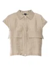 Fay Crop Sleeveless Shirt With Drawstring In Beige