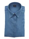 Fay Denim Shirt With Button Placket And Collar In Blue