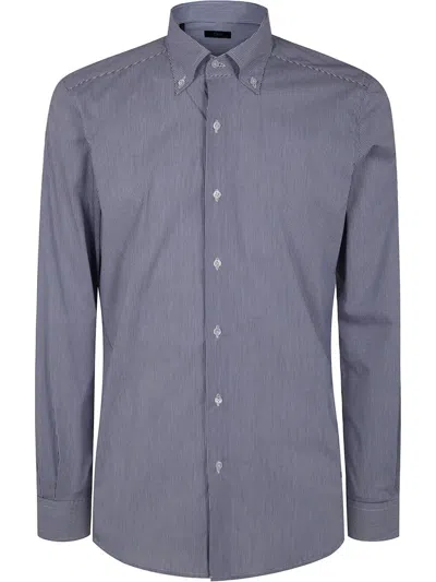 Fay Striped Button-down Collar Long Sleeves Shirt In Blue