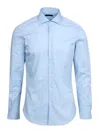 Fay Tailored Light Blue Pointed Collar Shirt In Blue