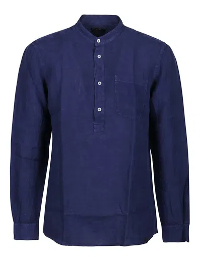 Fay Korean Collar Shirt In Blue